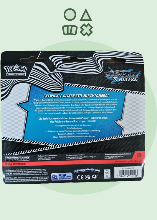 Pokémon Karmesin & Purpur Schwarze Blitze 3er Tech-Sticker-Kollektion Blister - deutsch