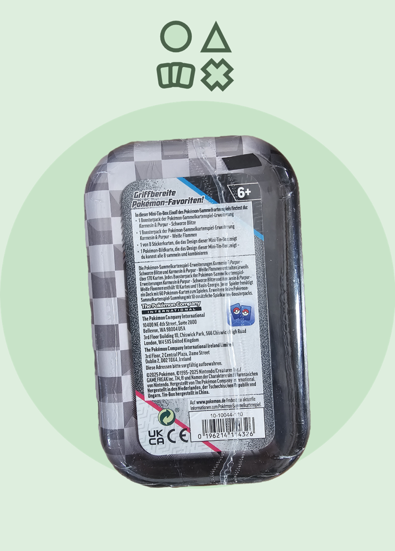 Pokémon Karmesin & Purpur Weiße Flammen und Schwarze Blitze Mini Tin