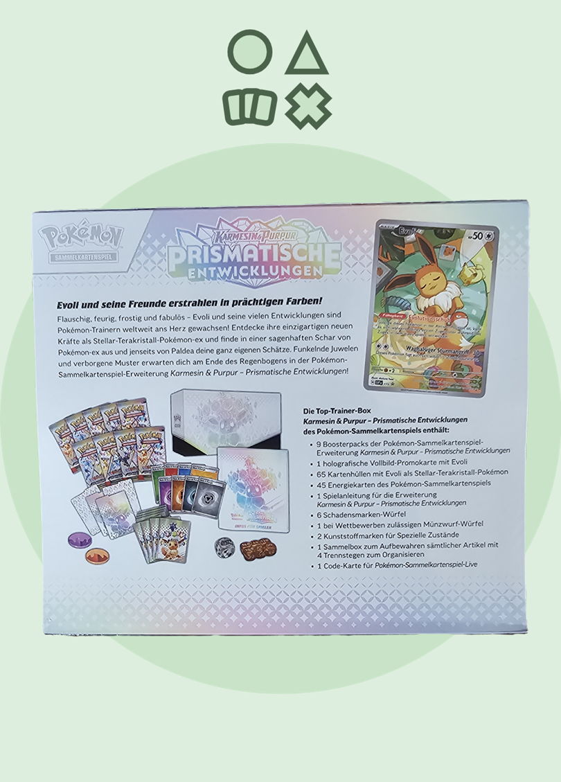 Pokémon Karmesin & Purpur Prismatische Entwicklungen Top Trainer Box - deutsch