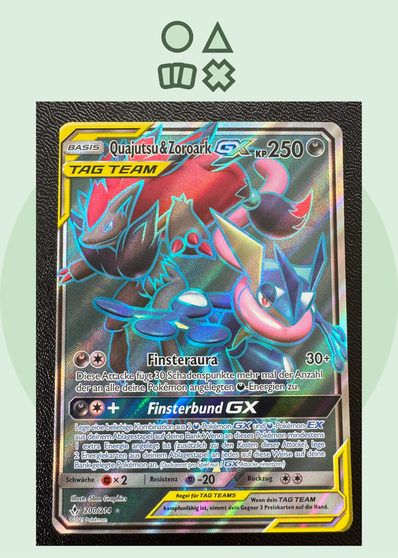 Quajutsu & Zoroark GX - NM (UNB200 Sun & Moon Unbroken Bonds)