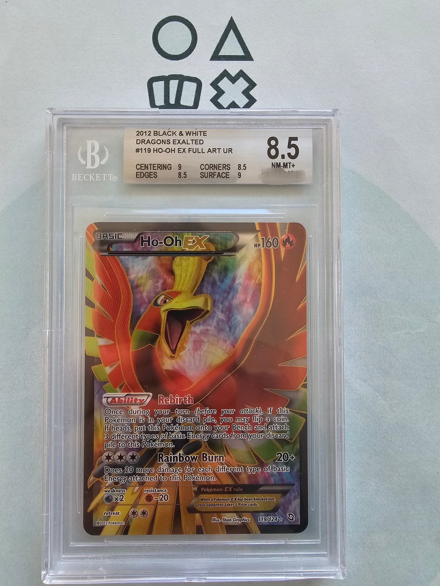 Ho-Oh EX BGS 8.5 (DRX119 Black & White Dragons Exalted)