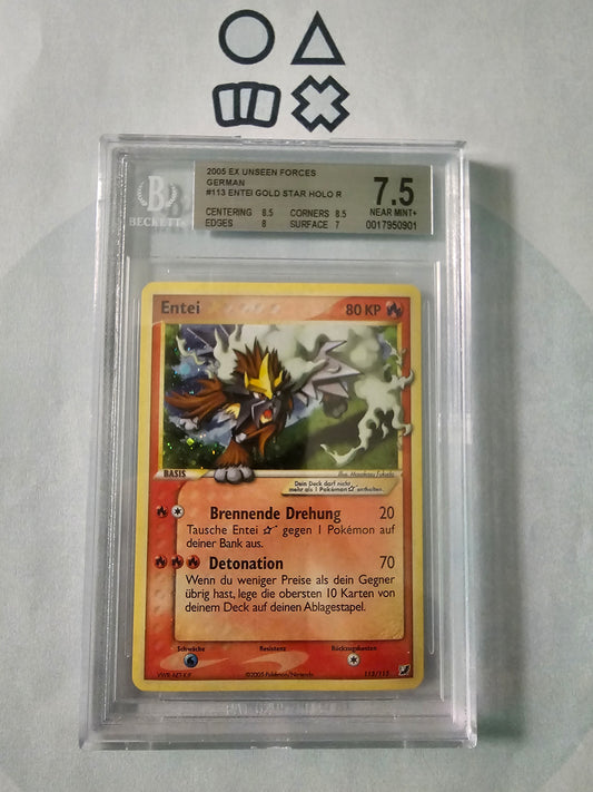 Entei Goldstar - BGS 7.5 (UF113 EX Unseen Forces)