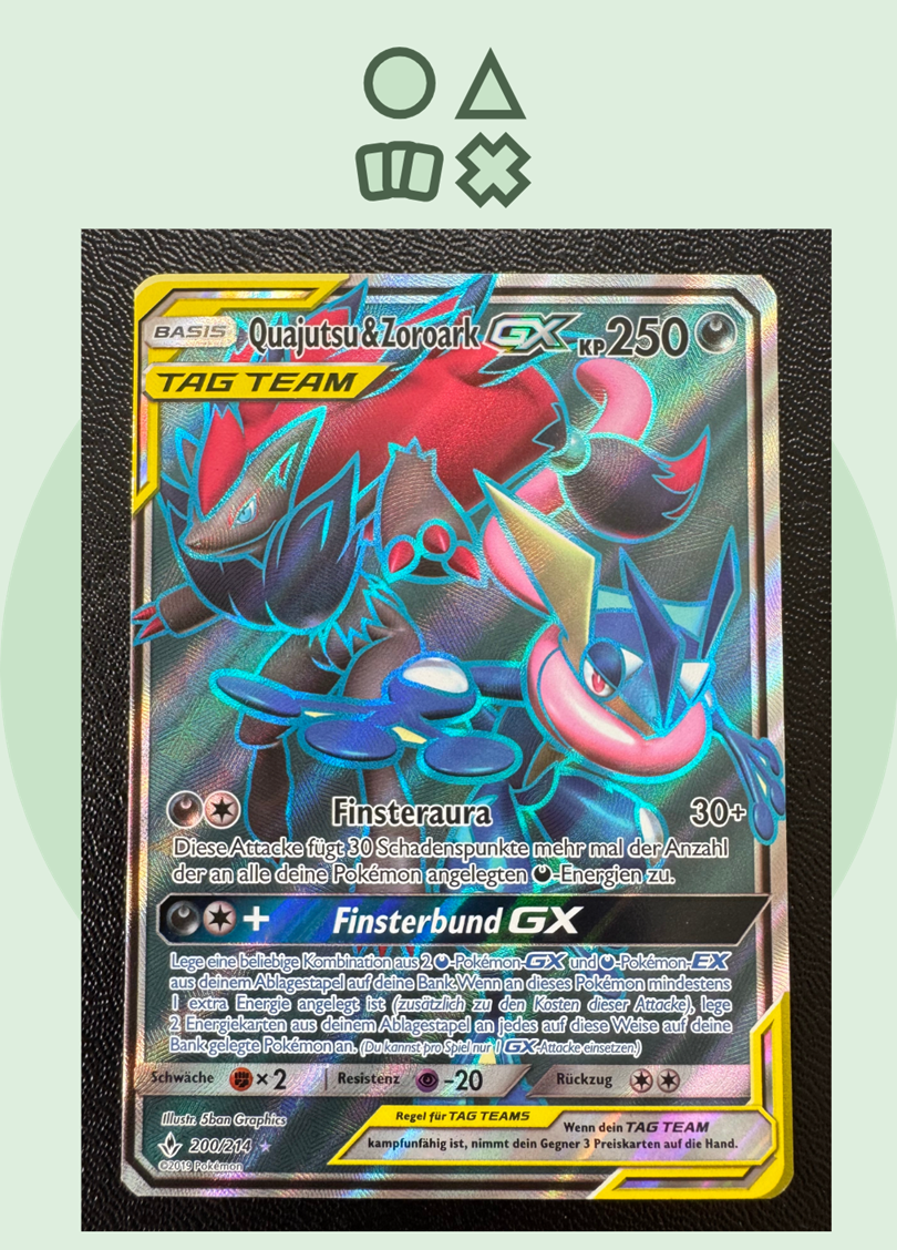Quajutsu & Zoroark GX - NM (UNB200 Sun & Moon Unbroken Bonds)
