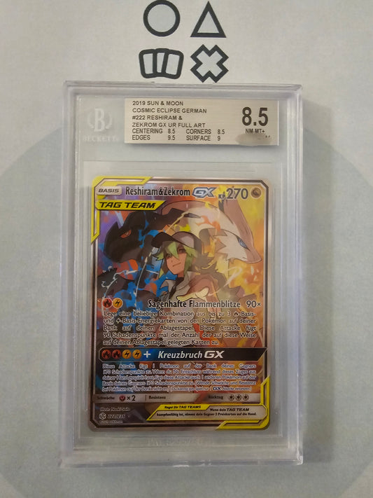 Reshiram & Zekrom GX - BGS 8.5 (CEC222 SM Cosmic Eclipse)
